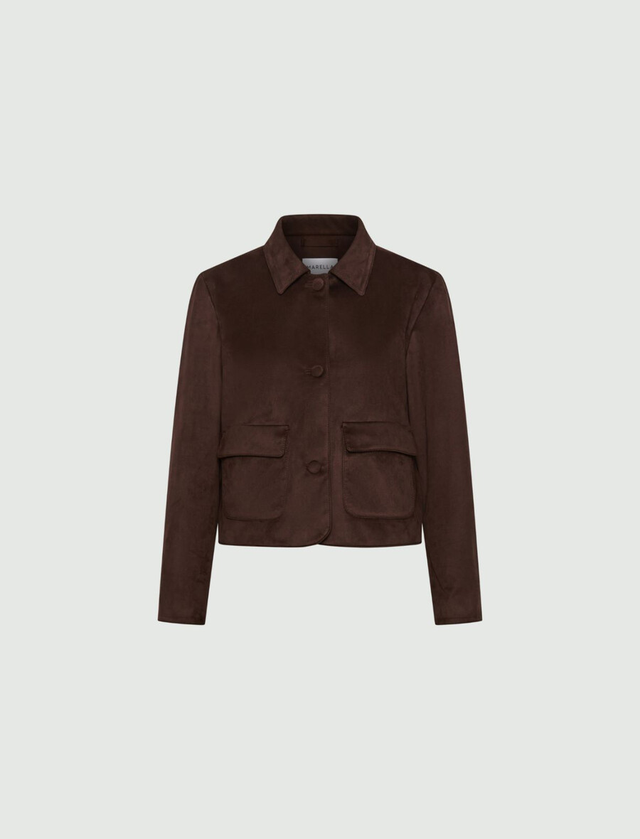 veste courte en jersey stretch - chocolat