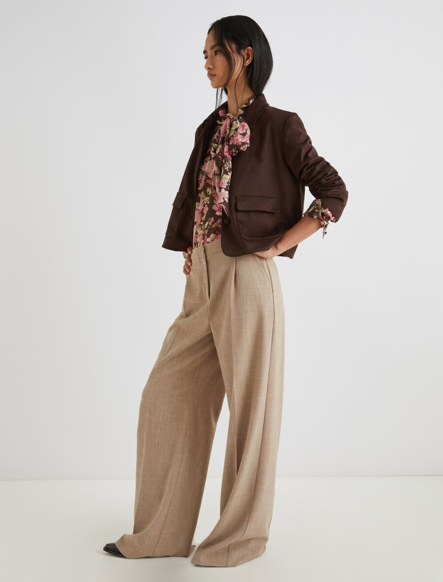 veste courte en jersey stretch - chocolat