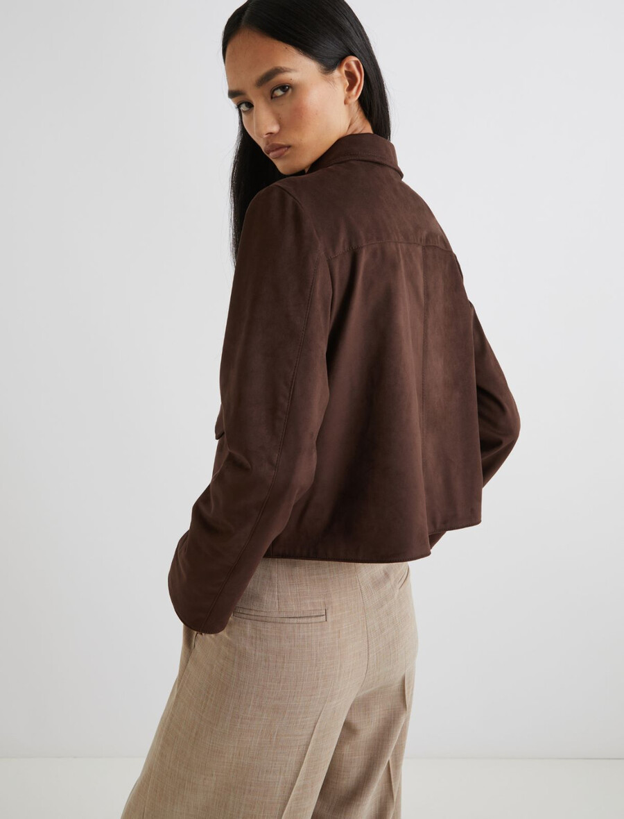 veste courte en jersey stretch - chocolat